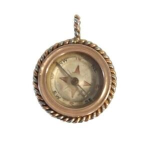 Antique Compass Pendant Solid 14K Rose Gold Platinum Russian Imperial Original